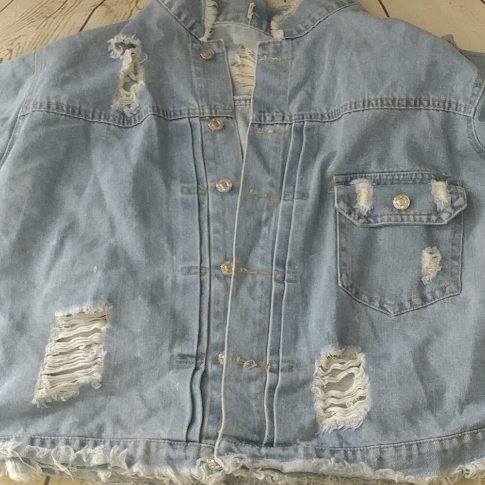 Distressed Jean Jacket‎ Blue - Picture 4 of 6